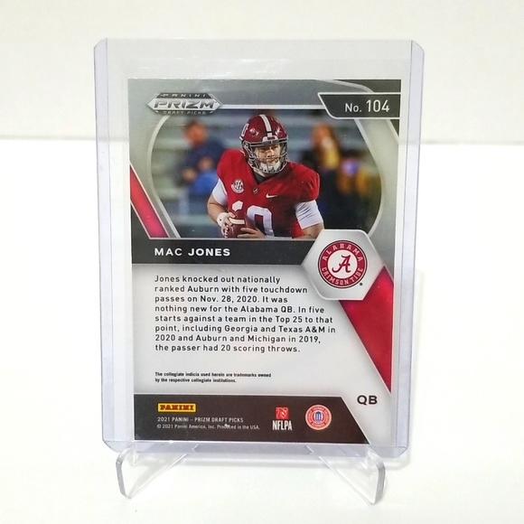 2021 Mac Jones RC - Prizm Draft Picks # 104 - Picture 2 of 2
